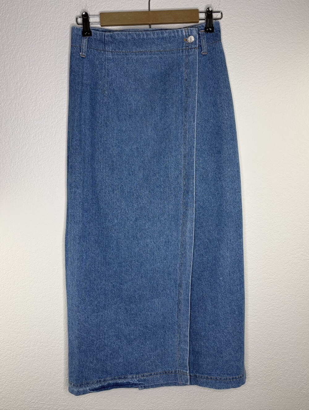 Ozark Mountain 90's Country Western vintage denim wrap maxi skirt 9